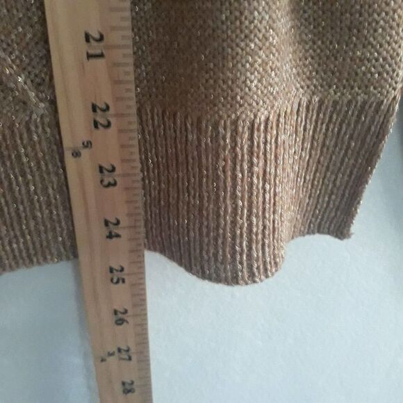Apt 9 Sweater Top Womens Large Gold Metallic Sparkle Long Sleeves - Picture 8 of 11